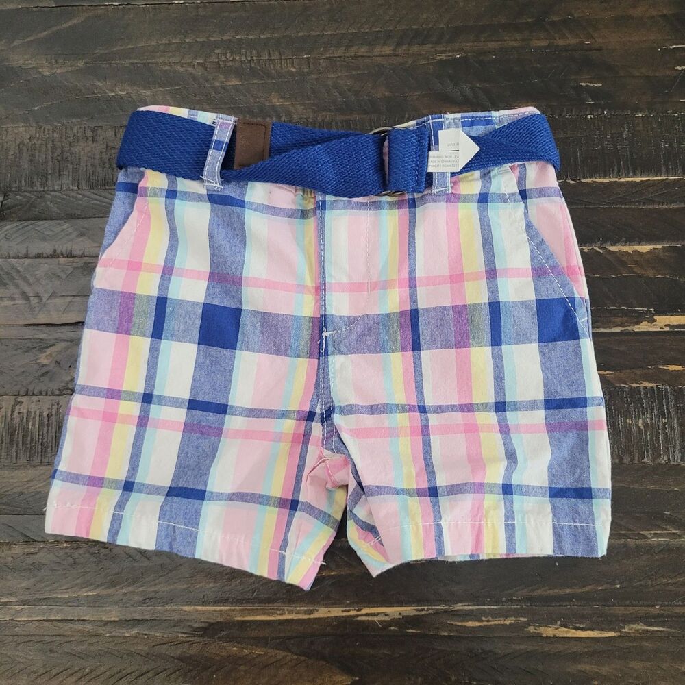 Gymboree Boys Plaid Chino Shorts Spring Casual Dress Shorts Size 12-18M